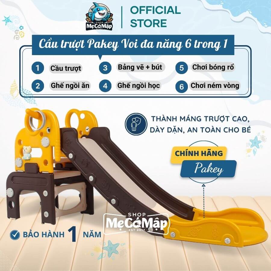 Cầu trượt đa năng Pakey voi 6in1