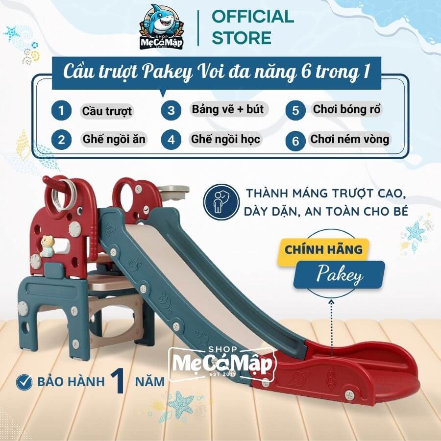 Cầu trượt đa năng Pakey voi 6in1