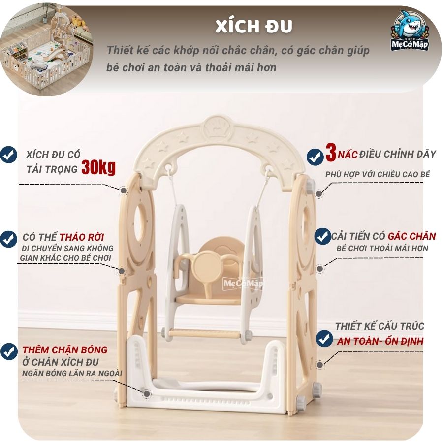 Quây cũi liên hoàn Gấu NC01 5 tiện ích