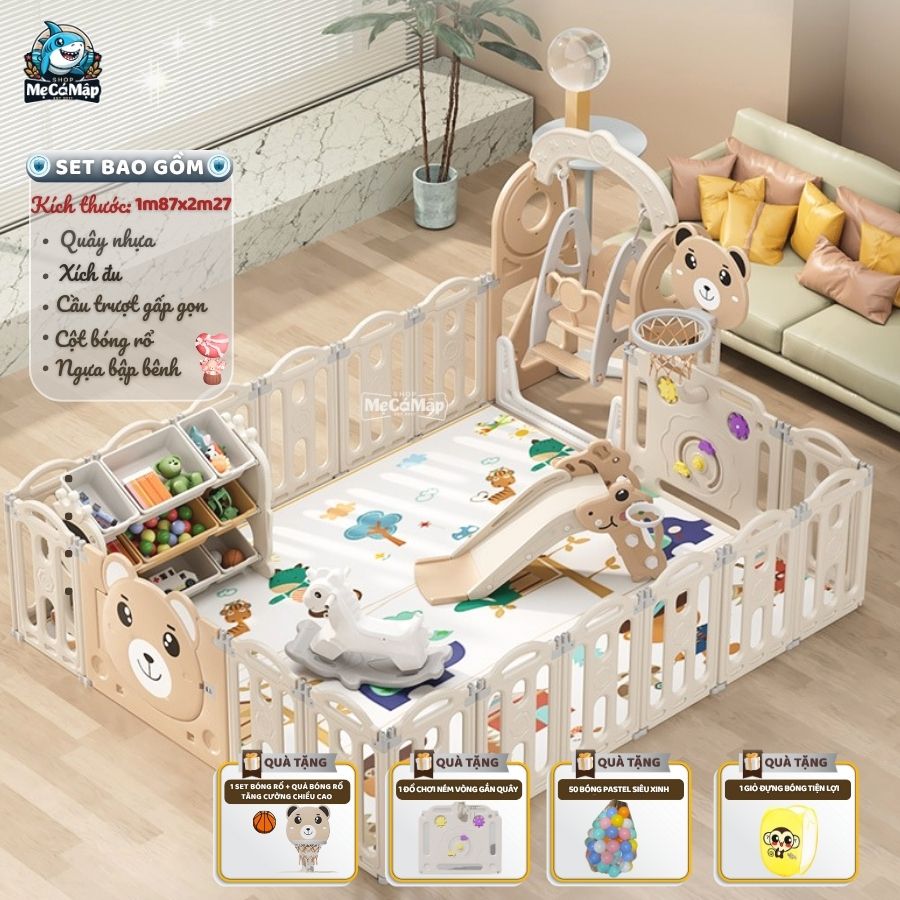 Quây cũi liên hoàn Gấu NC01 5 tiện ích