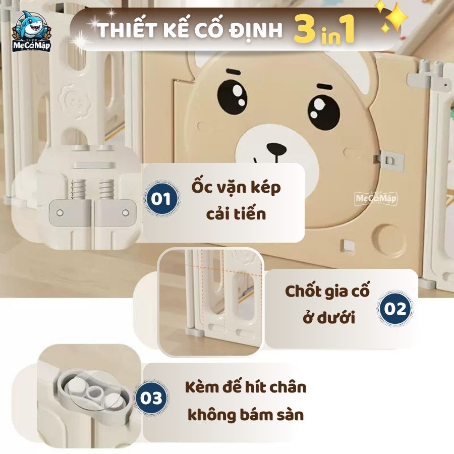 Quây cũi liên hoàn Gấu NC01 5 tiện ích