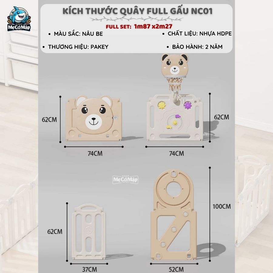 Quây cũi liên hoàn Gấu NC01 5 tiện ích