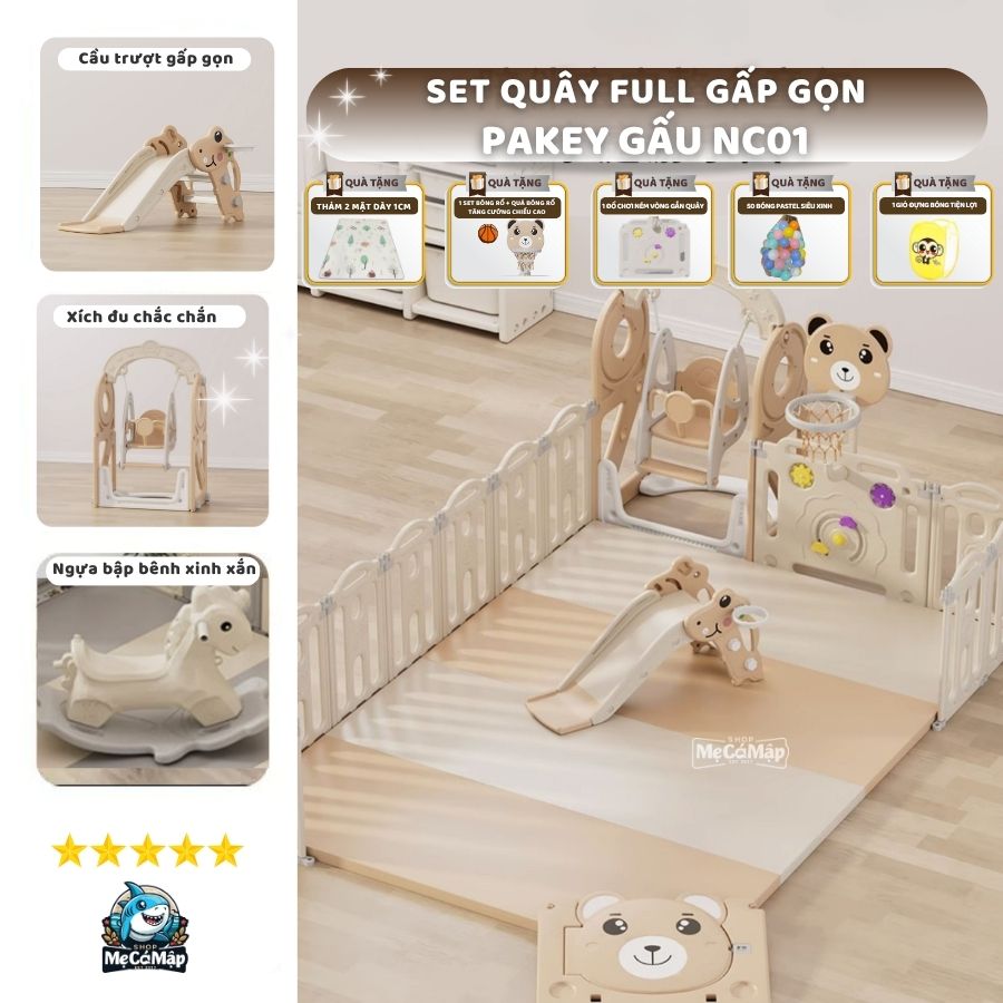 Quây cũi liên hoàn Gấu NC01 5 tiện ích