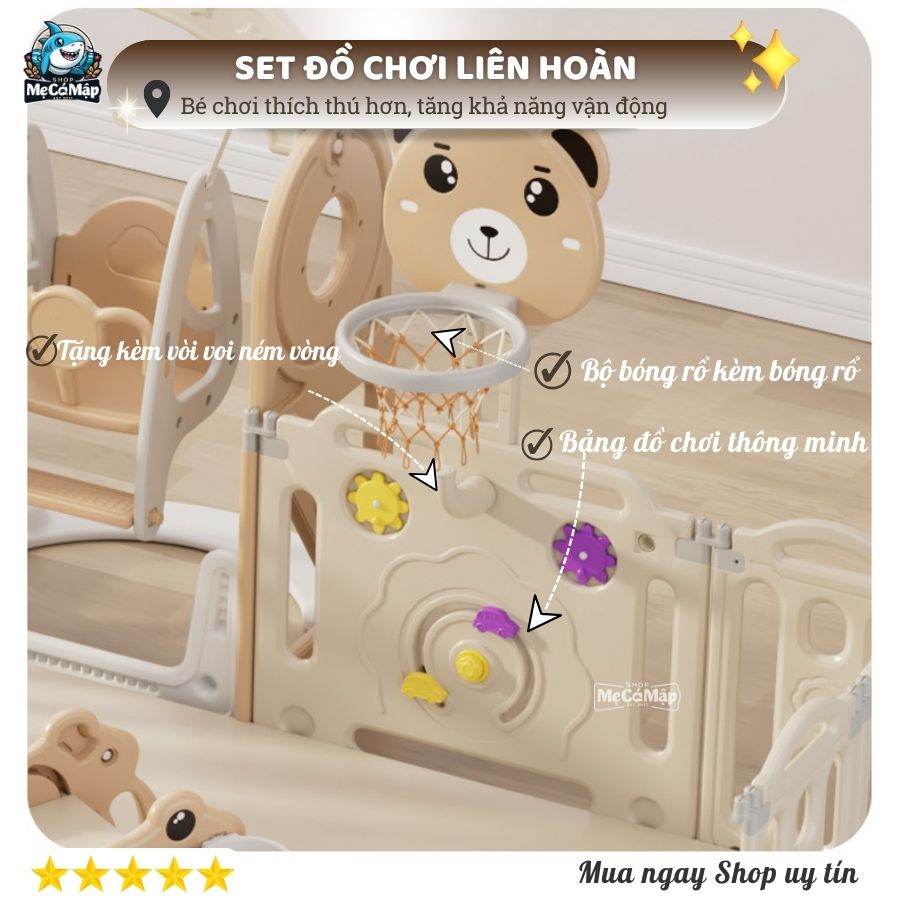 Quây cũi liên hoàn Gấu NC01 5 tiện ích