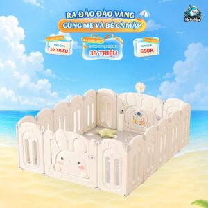 Quây cũi nhựa gấp gọn Pakey Thỏ