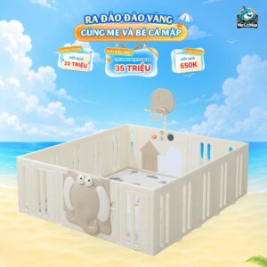 Quây cũi nhựa Pakey Voi PV01 Lux