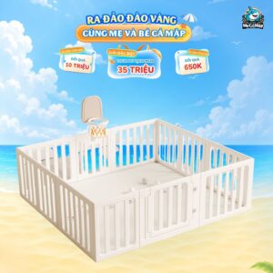 Quây cũi nhựa Pakey BabyHome NC02 kèm ngôi nhà