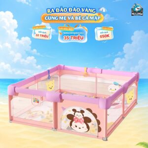 Quây cũi vải Pakey K1 màu hồng