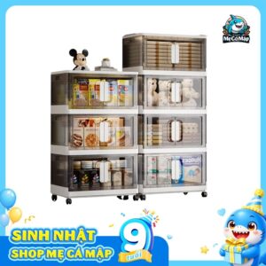 Tủ nhựa gấp gọn 3/4/5/6 tầng HC06 màu đen