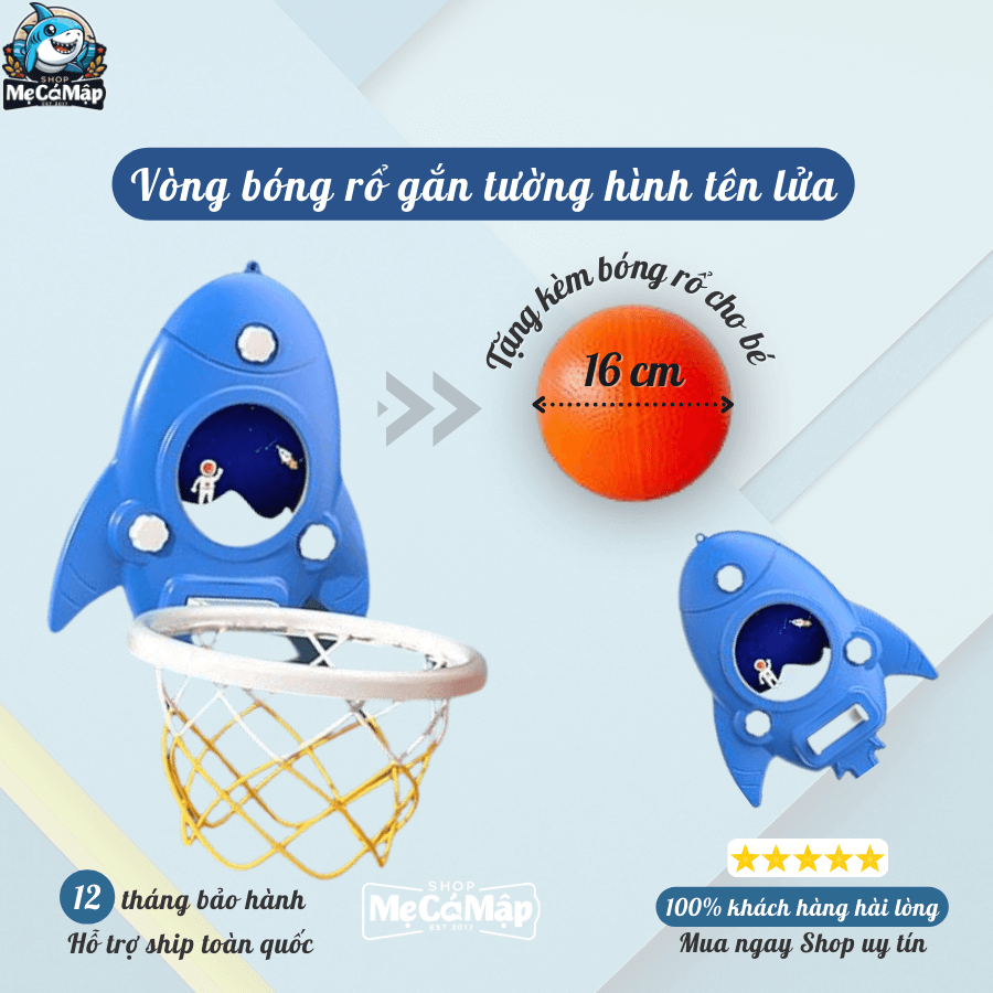 Bộ bóng rổ được thiết kế hình tên lửa độc đáo, đẹp mắt