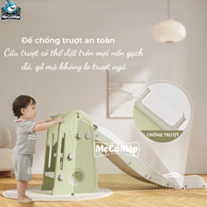 Cầu thang khép kín tránh cho bé bị kẹp chân, các bậc cầu thang cũng được dập vân nổi trống trơn trượt.