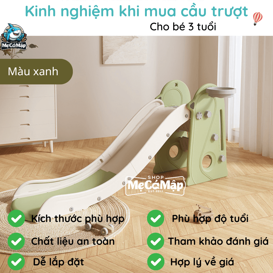 Cầu trượt được làm từ chất liệu nhựa nguyên sinh an toàn, không mùi, không bay màu.