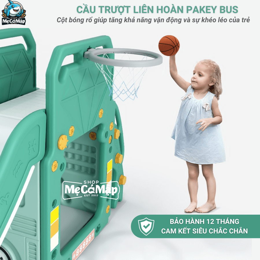 Cầu trượt trẻ em Pakey xe bus là một sản phẩm thú vị và sáng tạo dành cho trẻ em, mang đến không gian vui chơi và học hỏi an toàn