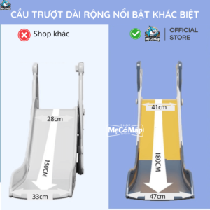 Kích thước máng trượt lên tới 180cm và rộng 41cm