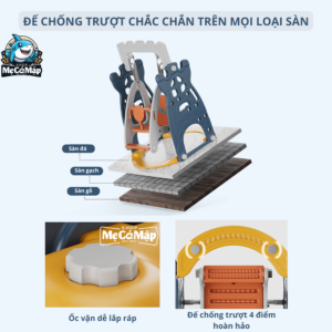 Bộ phụ kiện có trong set cầu trượt tạo nên cấu trúc chắc chắn, an toàn tuyệt đối với trẻ nhỏ