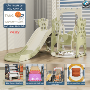 Cầu trượt xích đu Pakey là một thiết bị chơi đa chức năng, kết hợp các hoạt động cầu trượt, xích đu và chơi bóng rổ