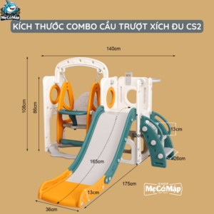 Cầu trượt xích đu Pakey lâu đài có sắc vàng kết hợp xanh lá nổi bật và thu hút sự chú ý của các bé