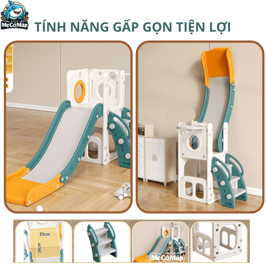 Với kích thước nhỏ gọn và hợp lý, sản phẩm có thể được lắp đặt trong khu vườn hoặc sân chơi nhỏ mà không chiếm quá nhiều diện tích