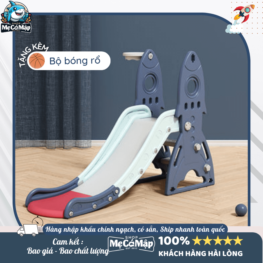 Bậc thang cầu trượt có độ cao mỗi bậc phù hợp cho bé bước lên dễ dàng