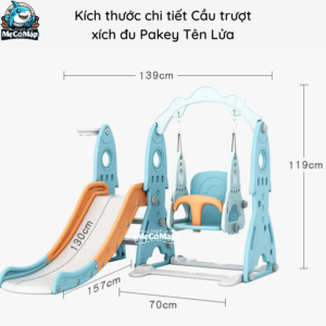 Bộ cầu trượt xích đu với thiết kế mới theo kích thước cao và dày dặn hơn, giúp bé vận động phát triển toàn diện
