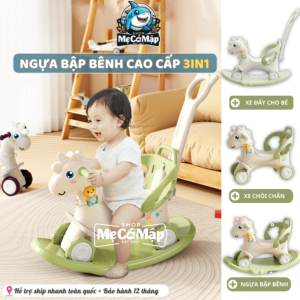 Ngựa bập bênh cho bé chính hãng với kết cấu chắc chắn an toàn tuyệt đối.