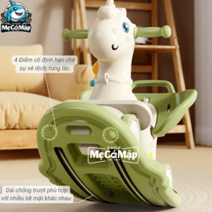 Bánh xe được trang bị kết cấu giảm xóc và chống trượt để hạn chế tiếng ồn và giúp bé vui chơi một cách an toàn nhất