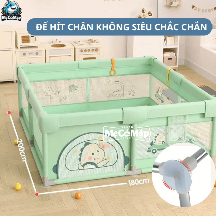 Với vật liệu inox bền bỉ, set quây được đảm bảo tính ổn định và chắc chắn trong khi con vui chơi