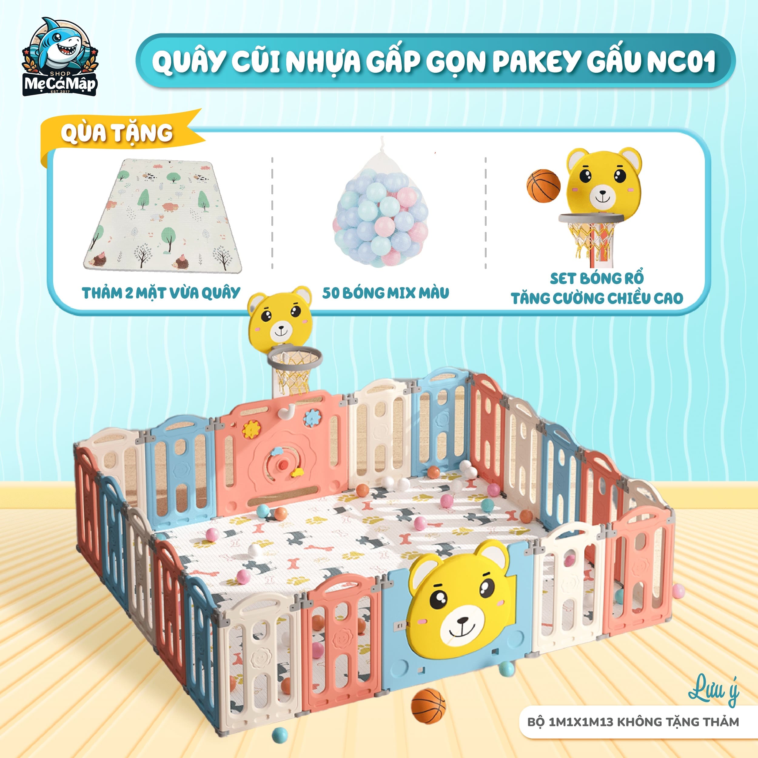 Quây cũi nhựa gấp gọn gấu NC01