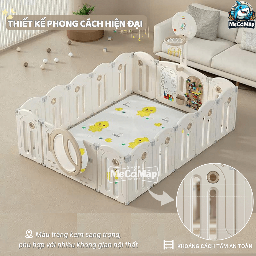 Bộ sản phẩm bao gồm: Các tấm quây + 01 giá bóng rổ kèm bảng vẽ có bút và lego