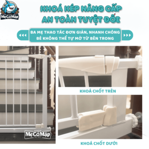 Khung xương thép giúp thanh chắn cửa Pakey duy trì độ ổn định và không bị lung lay khi sử dụng, đảm bảo an toàn cho trẻ em