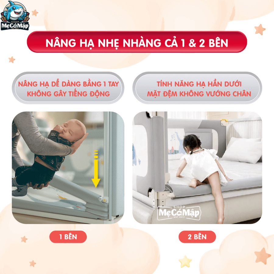 Thanh chắn giường Premium SV1 sở hữu thiết kế dày dặn, cứng cáp, bề mặt khung và thanh chắn nhẵn mịn