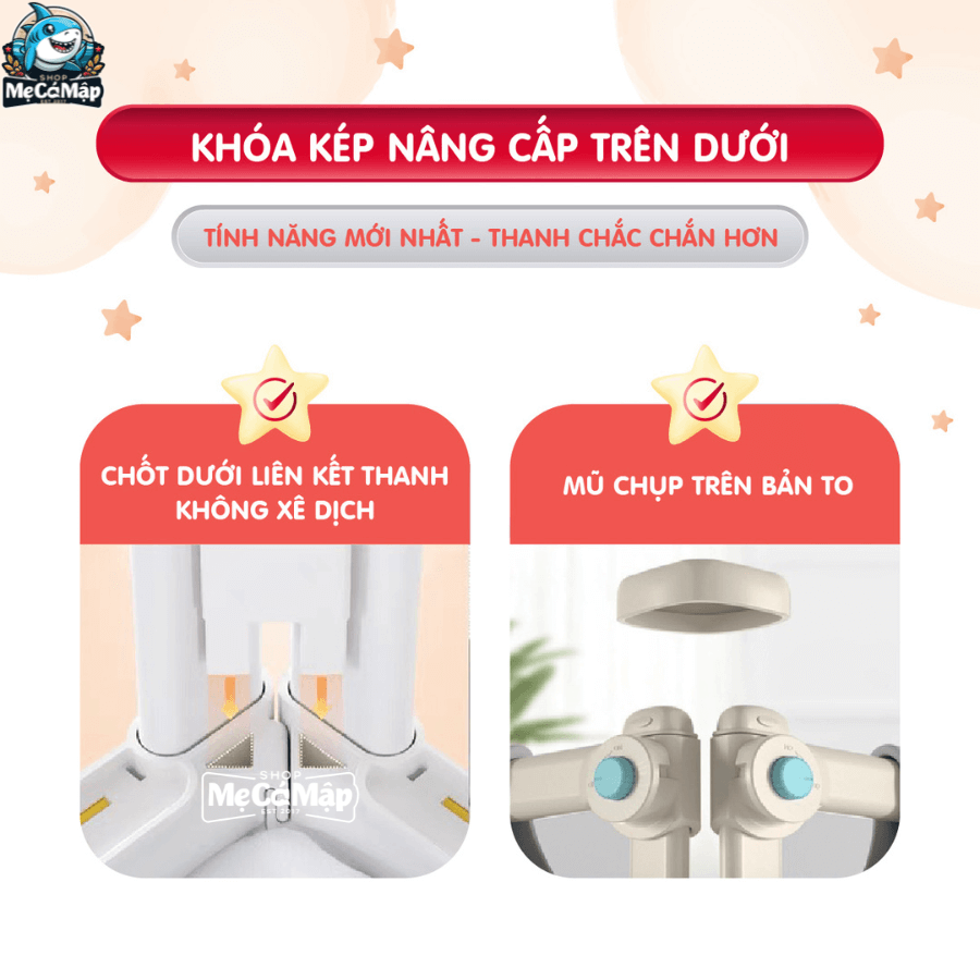 Các thanh của thanh chắn SV1 Premium được cố định với nhau bằng các khớp nối chắc chắn