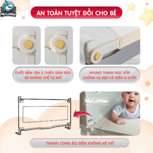 Thiết kế chốt khóa vặn 2 chiều càng đảm bảo sự an toàn cho bé bởi bé sẽ không thể tự mở thanh chắn