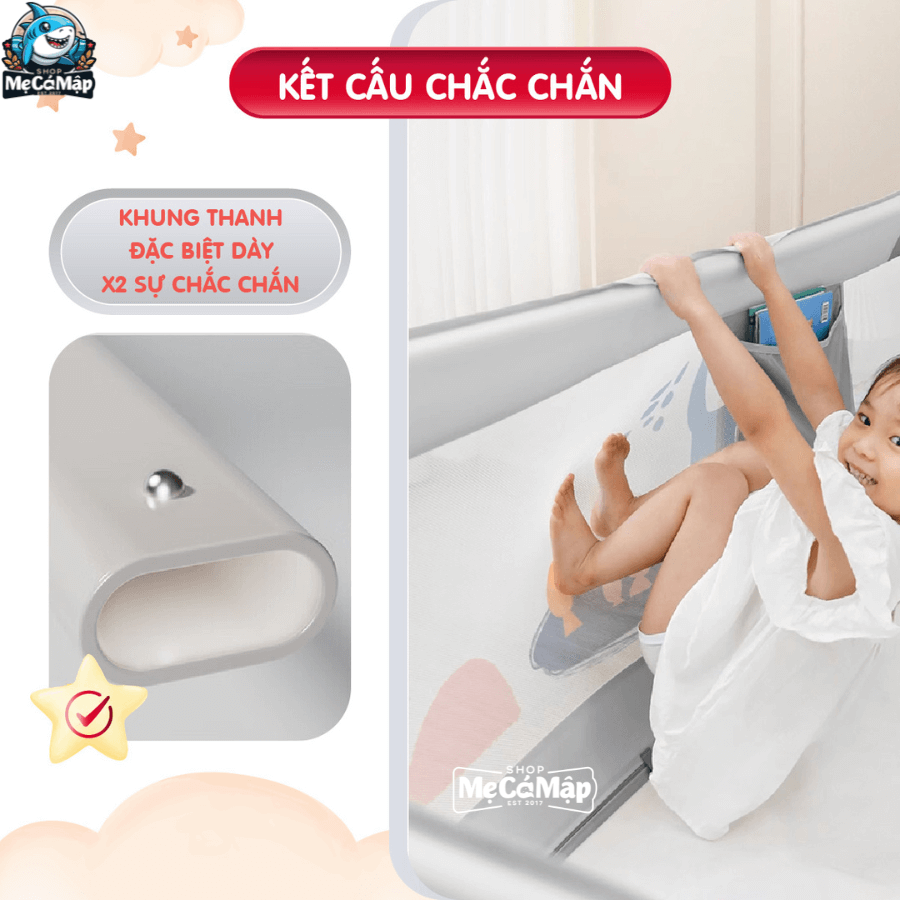 Chốt khóa hướng vào trong, cùng hướng với chân chữ L là 1 thiết kế độc đáo và thông minh của thanh chắn SV1 mới