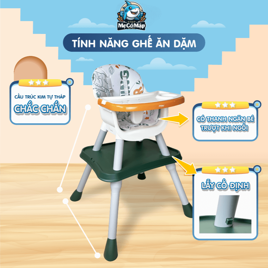 Ghế ăn dặm HA-037 cả thương hiệu Pakey được làm từ các chất liệu an toàn