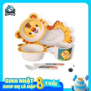 Set ăn dặm sợi tre 5 món hổ vàng