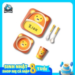 Set ăn dặm sợi tre 5 món hình sư tử