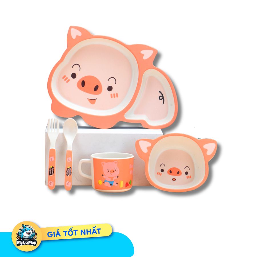 avata-moi-smcm (10) Set ăn dặm sợi tre 5 món hình heo hồng