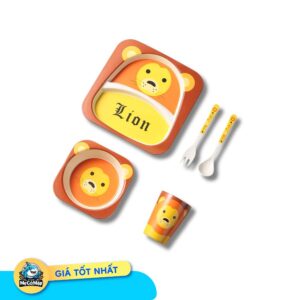 Set ăn dặm sợi tre 5 món hình sư tử