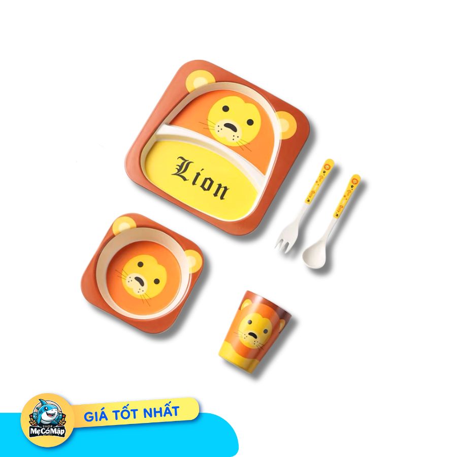 avata-moi-smcm (11) Set ăn dặm sợi tre 5 món hình sư tử