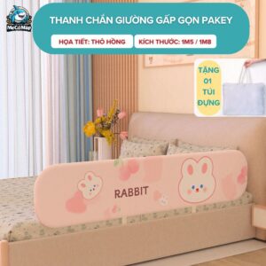 Thanh chắn giường gấp gọn Pakey GG01 họa tiết thỏ hồng