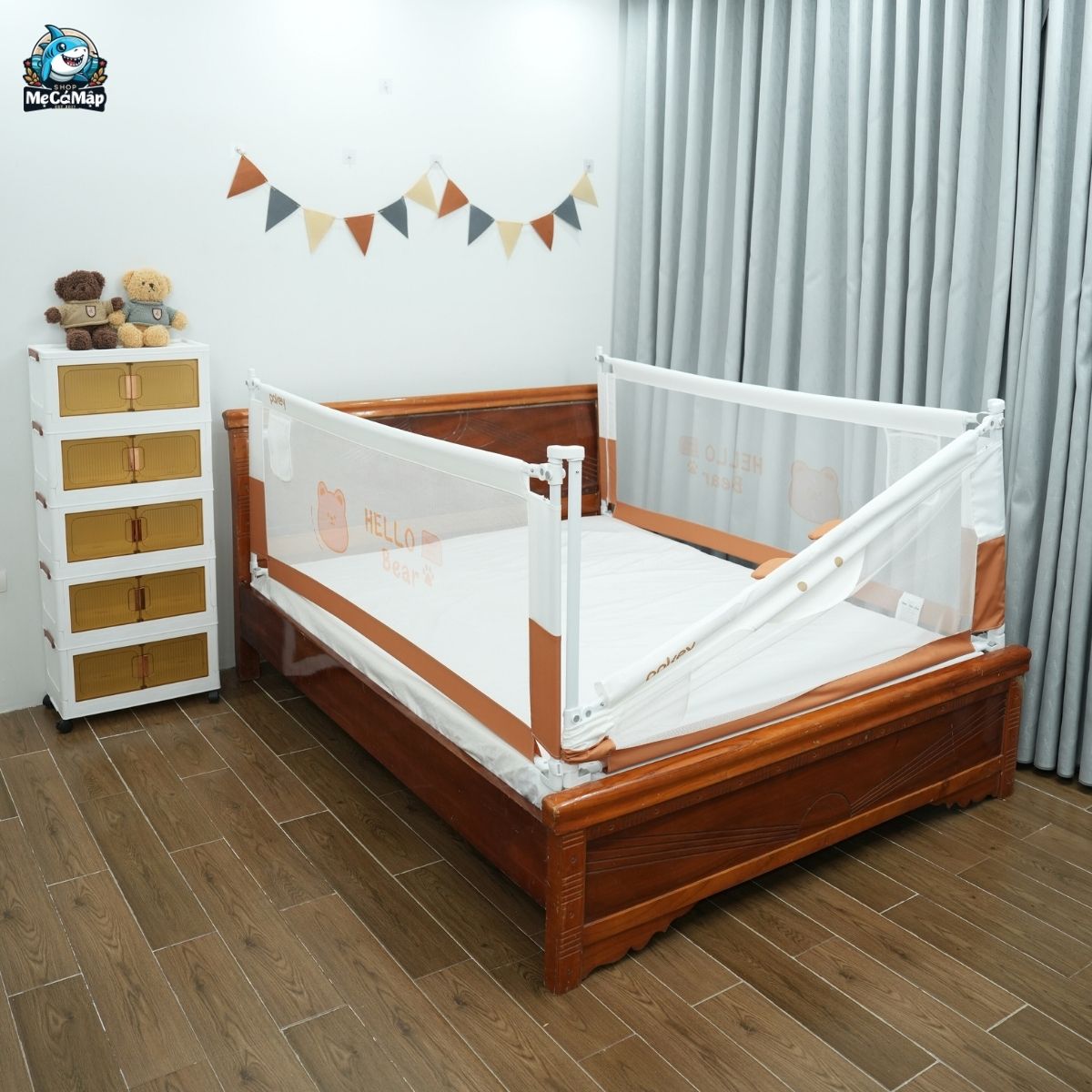 Thanh chắn giường Pakey S1 được trang bị khả năng nâng hạ 1 bên được 100%