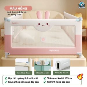 Thanh chắn giường Pakey S1 màu hồng