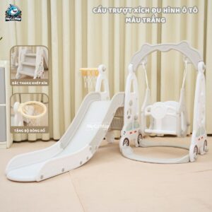 Cầu trượt xích đu ô tô màu trắng