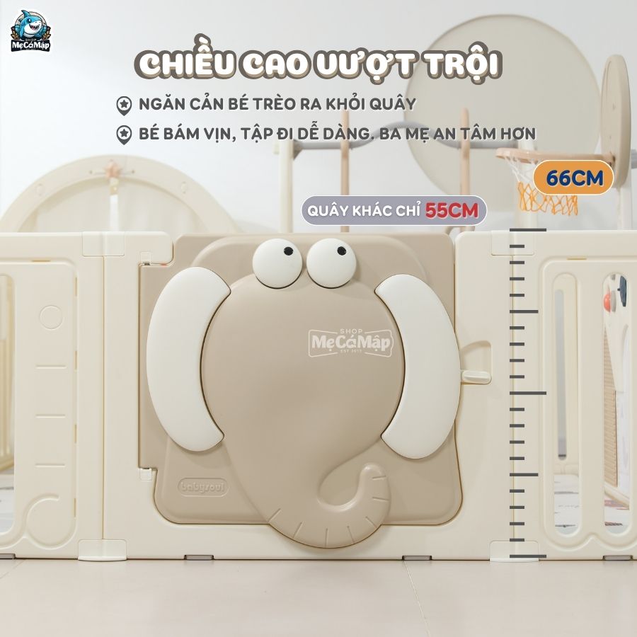 Quây cũi nhựa cho bé Pakey Voi PV01