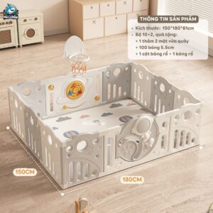 Quây nhựa cho bé Pakey Phi hành gia QN01 size 1m5x1m8