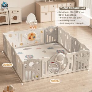 Quây nhựa cho bé Pakey Phi hành gia QN01 size 1m8x2m