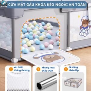 Quây cũi vải Pakey K1 màu ghi