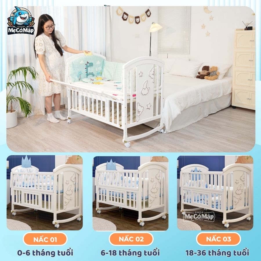 Nôi cũi gỗ Pakey CG02
