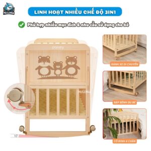 Nôi cũi gỗ Pakey CG01
